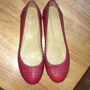 Franco Sarto red studded flats